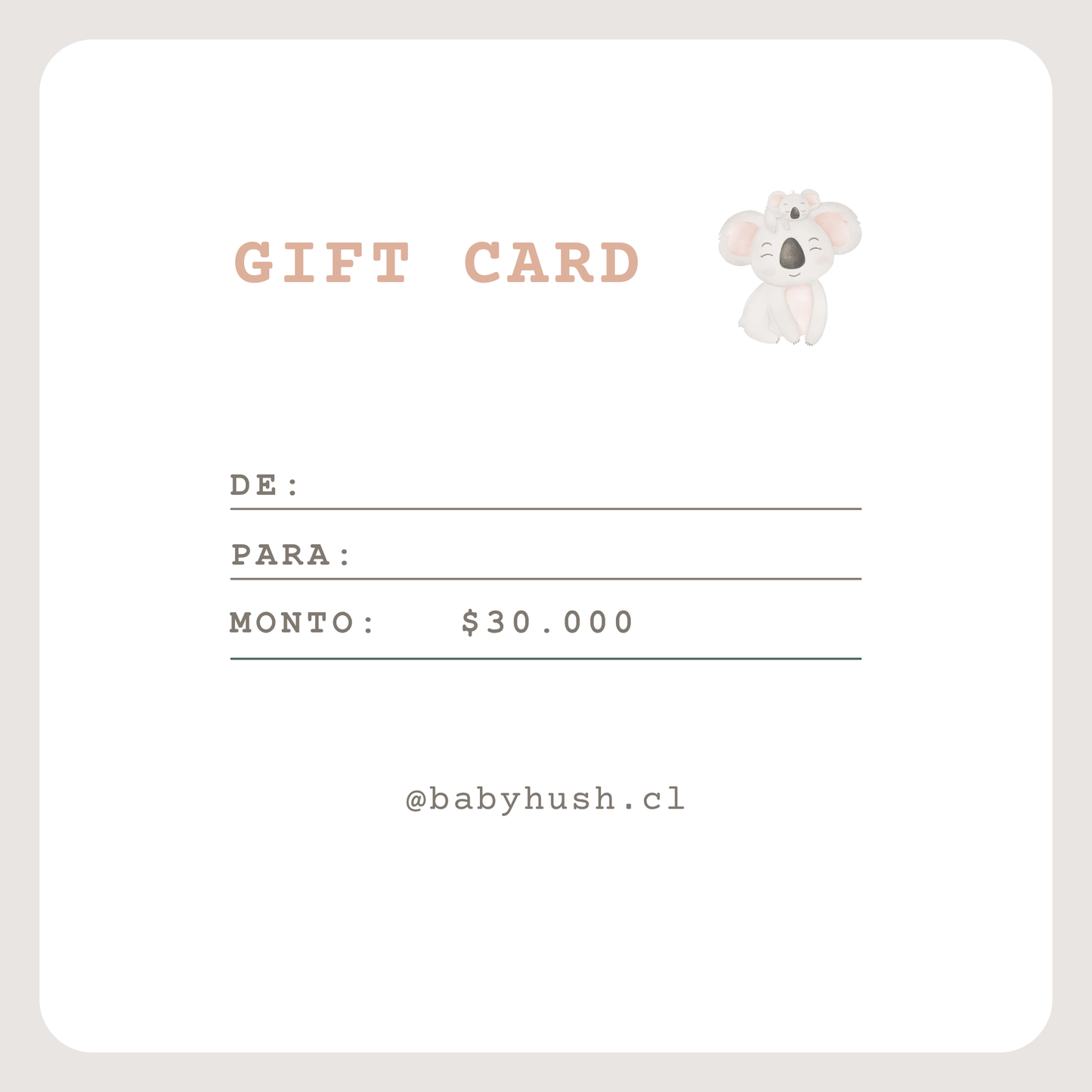 Gift card $30.000